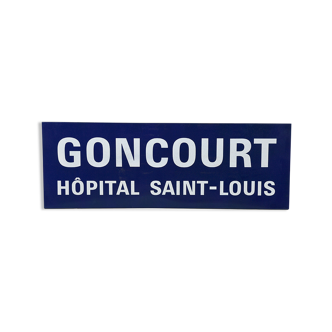 Plaque de métro « Goncourt Hôpital Saint Louis »