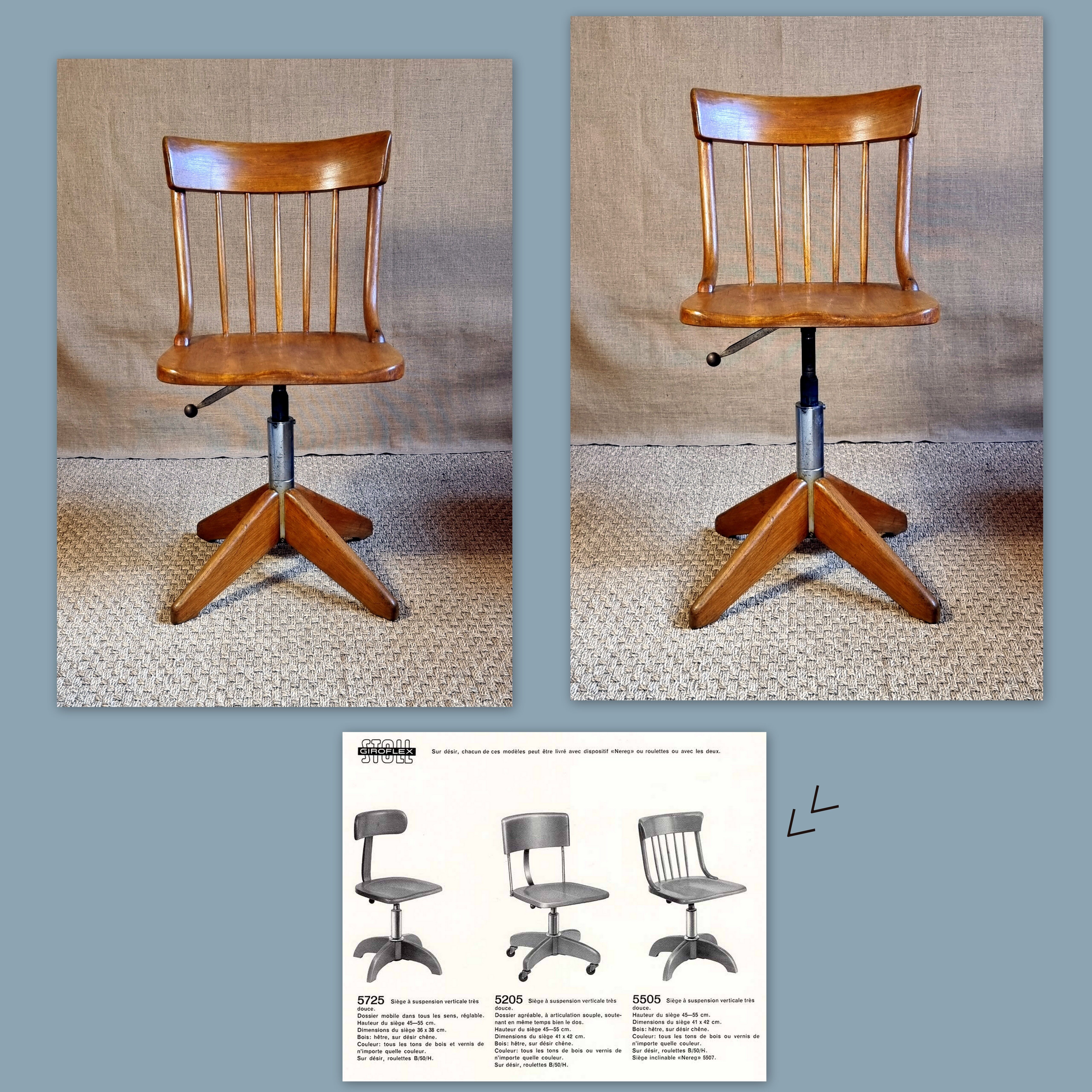 Rotating office chair Stoll Switzerland 1960s