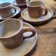 Service of 5 cups and saucers in brown stoneware – 1970s–1980s