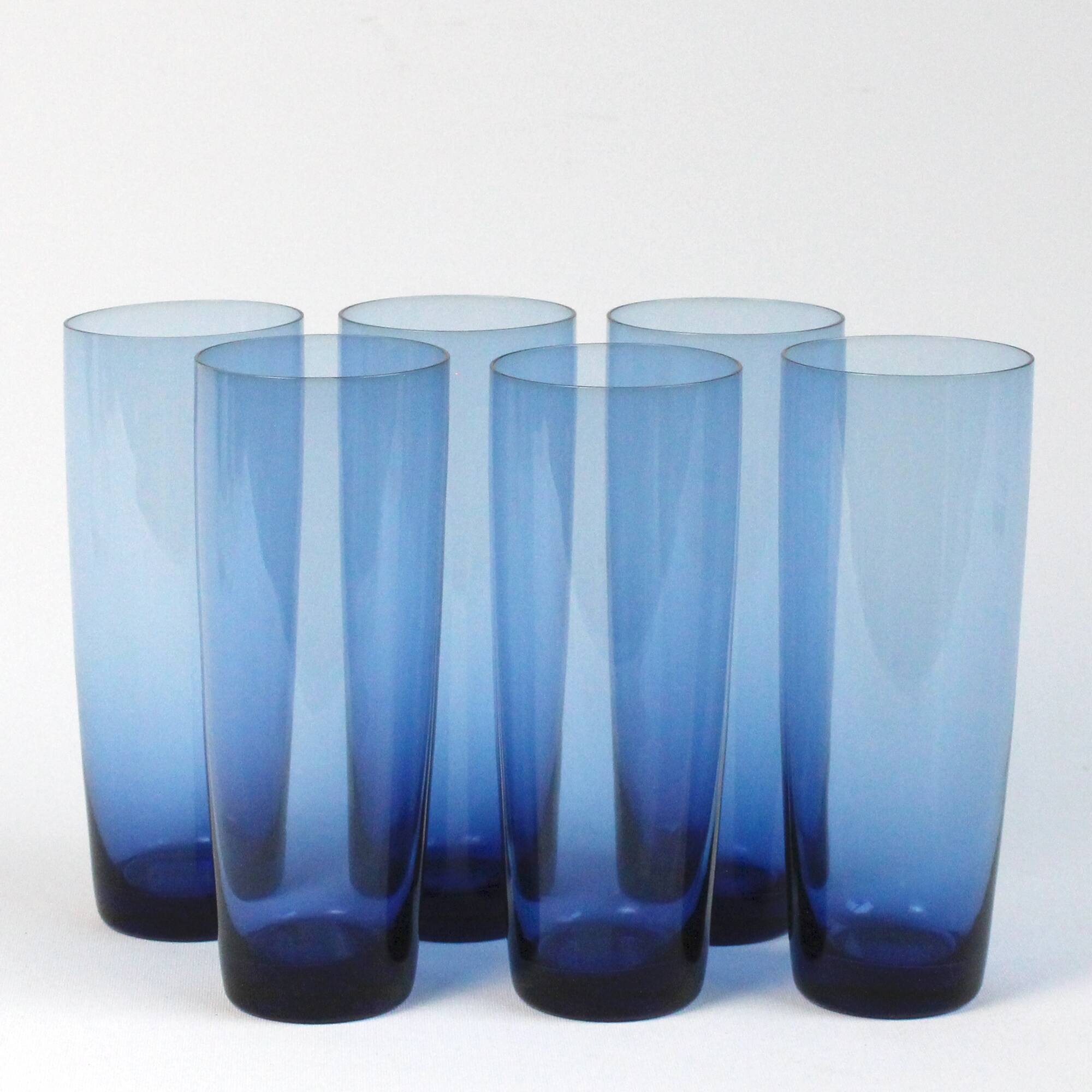 Set of 6 vintage cobalt blue water glasses - glassware from Boussu