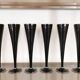 Service de 6 grandes flûtes vintage signées noires et argent