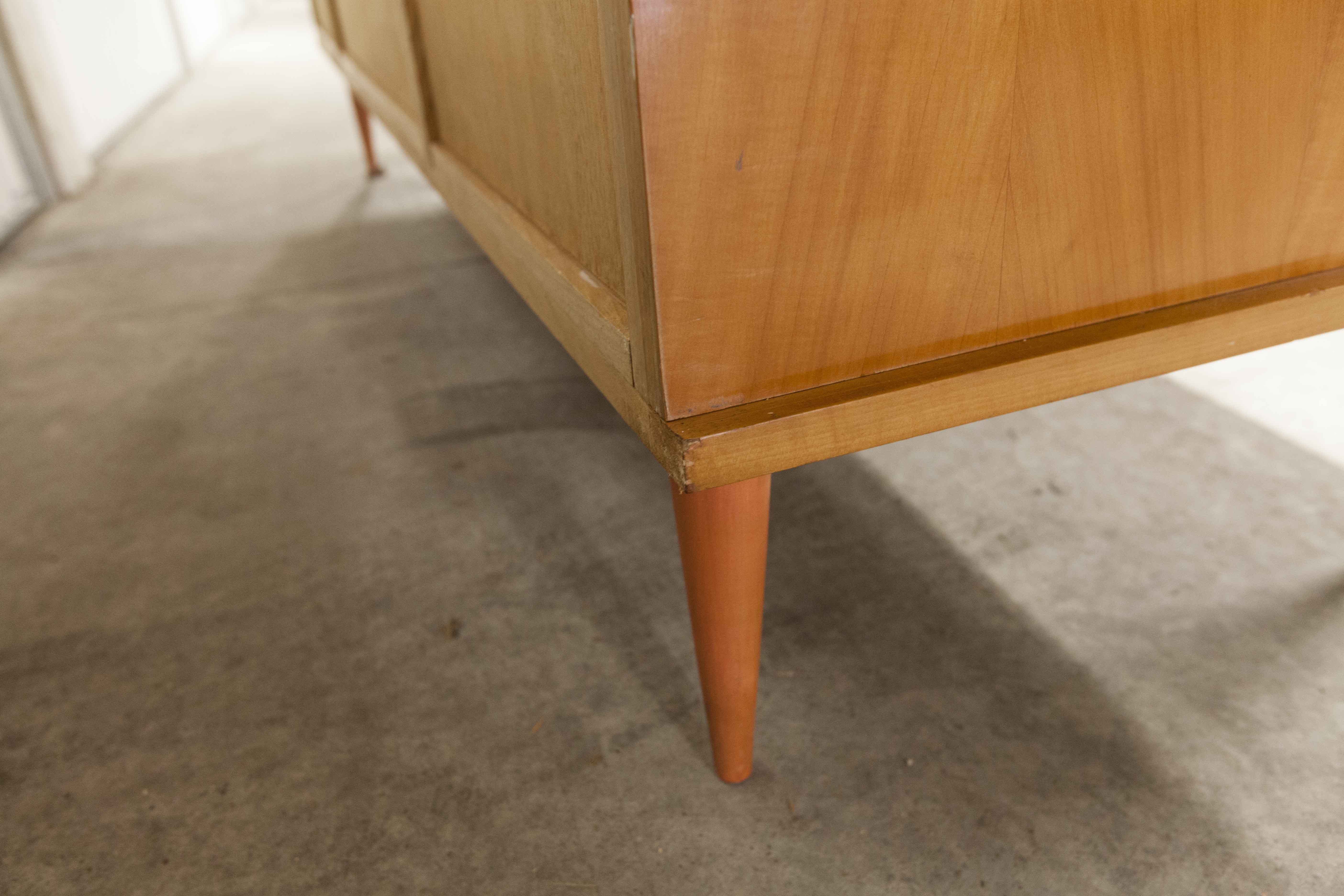 Scandinavian wardrobe 1960 honey color 4 doors L 205 cm