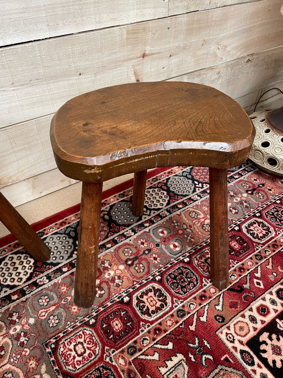Pair of vintage brutalist tripod stools 50/60