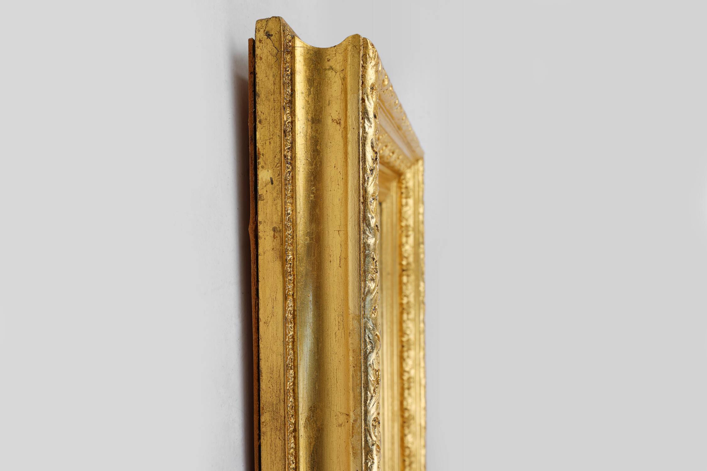 Baroque gilt facet cut wall mirror in wood, France 1850