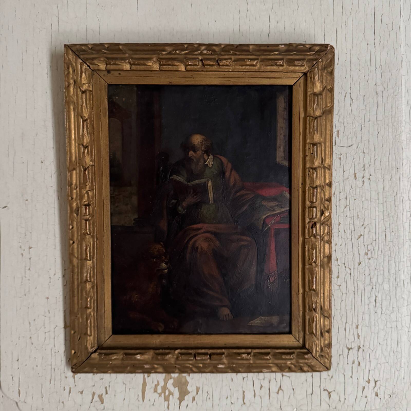 17th century oil on copper depicting Saint Jerome