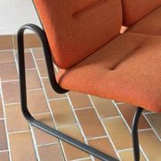 Strafor 2-seater bench, orange wool and sled base, 1970s.