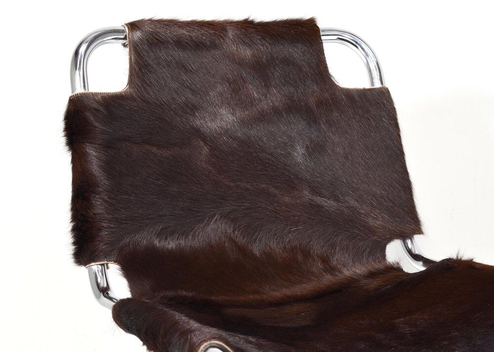 Vintage Italian chair in cowhide and chrome, 1970s