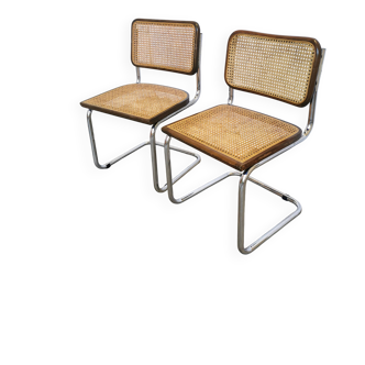 Set of 2 Vintage Cesca Cane Chair: 1970s Italian Mid-Century Modern Dining