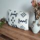 Moroccan kilim cushion in black and white.