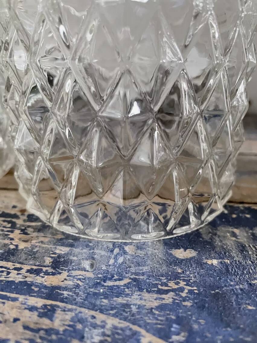 Set of three chiseled glass pendant lights of Scandinavian origin