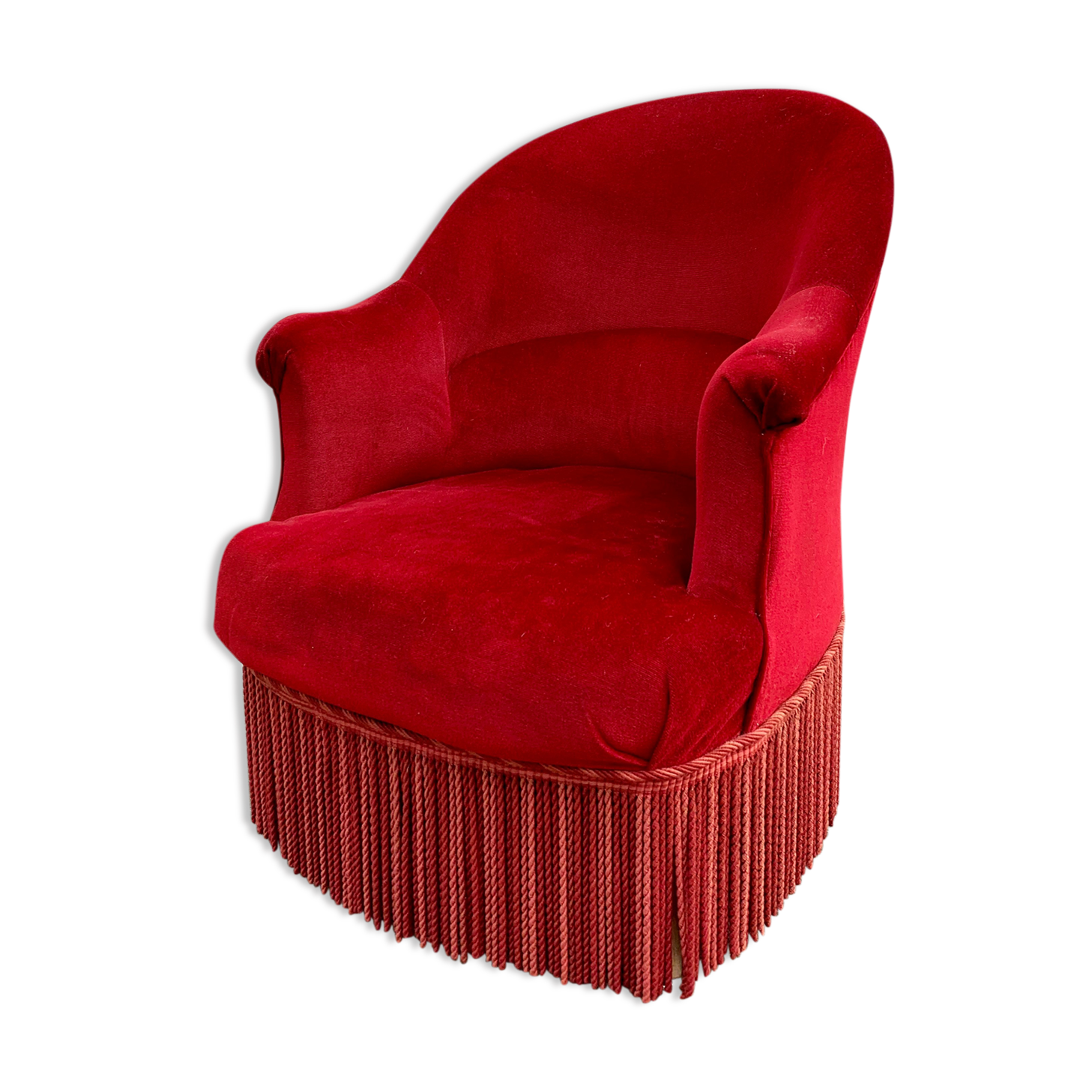 Red velvet toad armchair