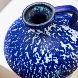 Deep cobalt blue glazed ceramic vase by VEB Haldensleben, mid-century 1960s Fat Lava style