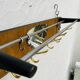 Vintage teak wall coat rack with mirror