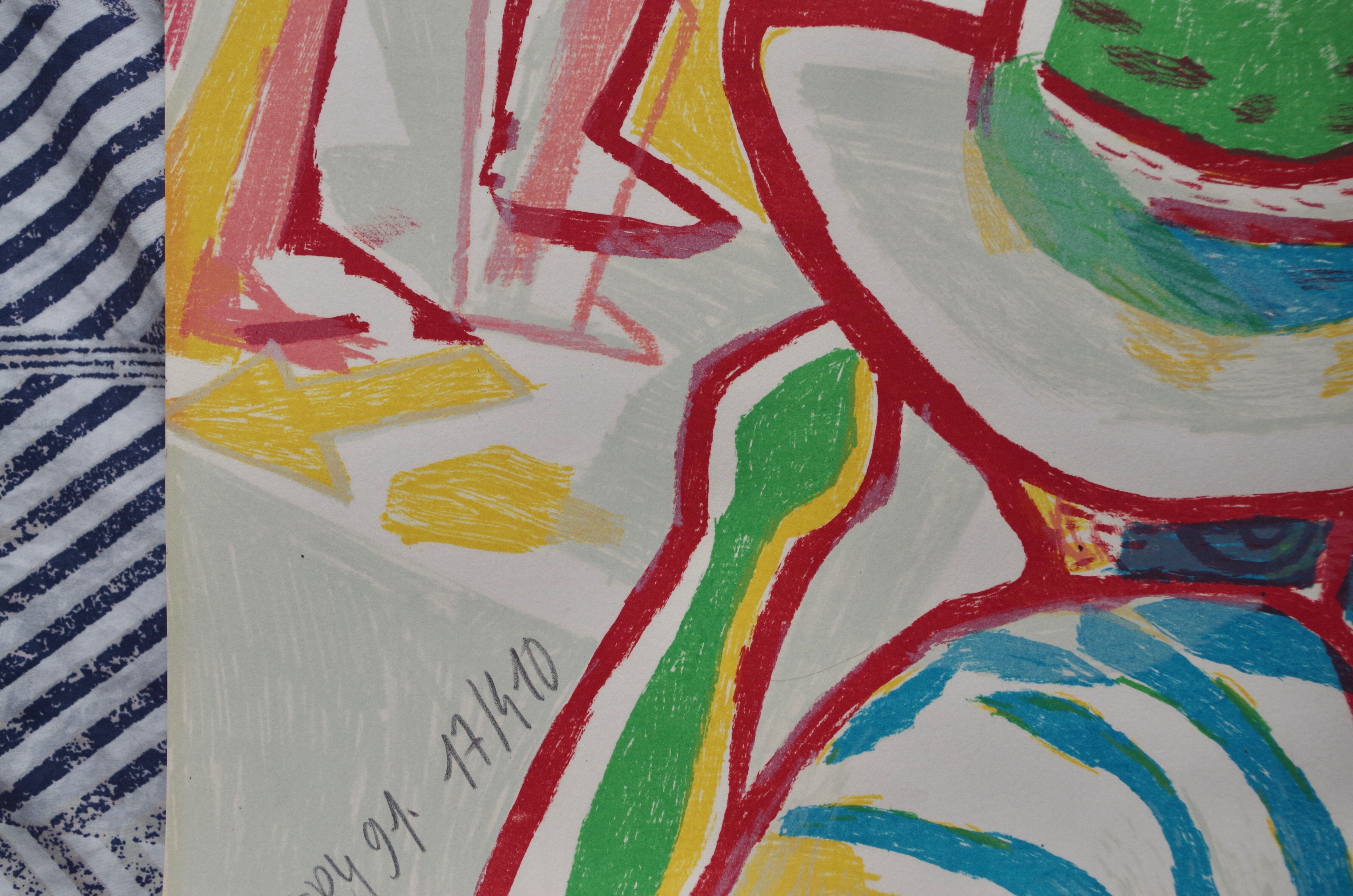 Color lithograph by Rolland Aymery, 1991