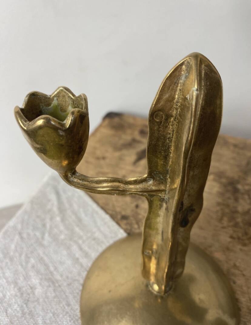 Brass candlestick, in the shape of a cactus