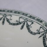 Oval plate in earthenware decoration garland Louis XVI green