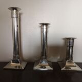 Suite of three neoclassical candle holders in silver bronze - Art Deco - 1920s/1930s