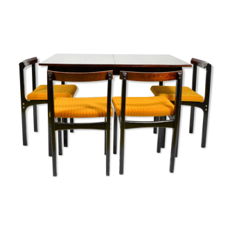 Set of 6 dining chairs and folding table, Russian production, 1970s