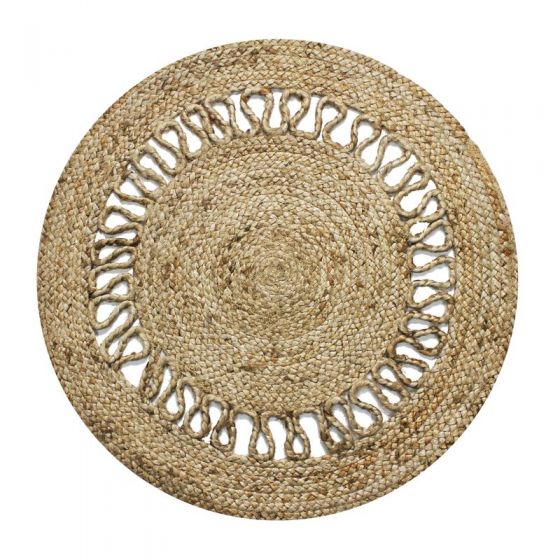 Round jute carpet wave 70 cm