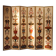 19th Century Italian Six-Panel Painted Wood Folding Screen in Gilt Bronze Frame