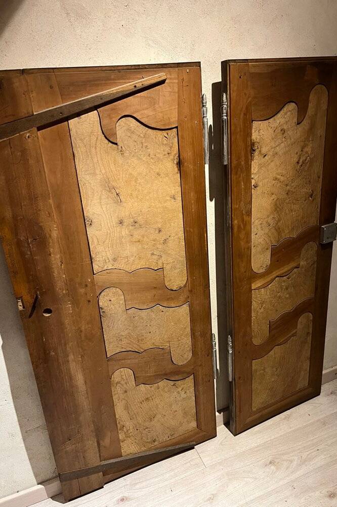 Pair of 19th-century walnut doors with walnut burl
