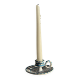 Light blue Moustiers candlestick H5 D12.5