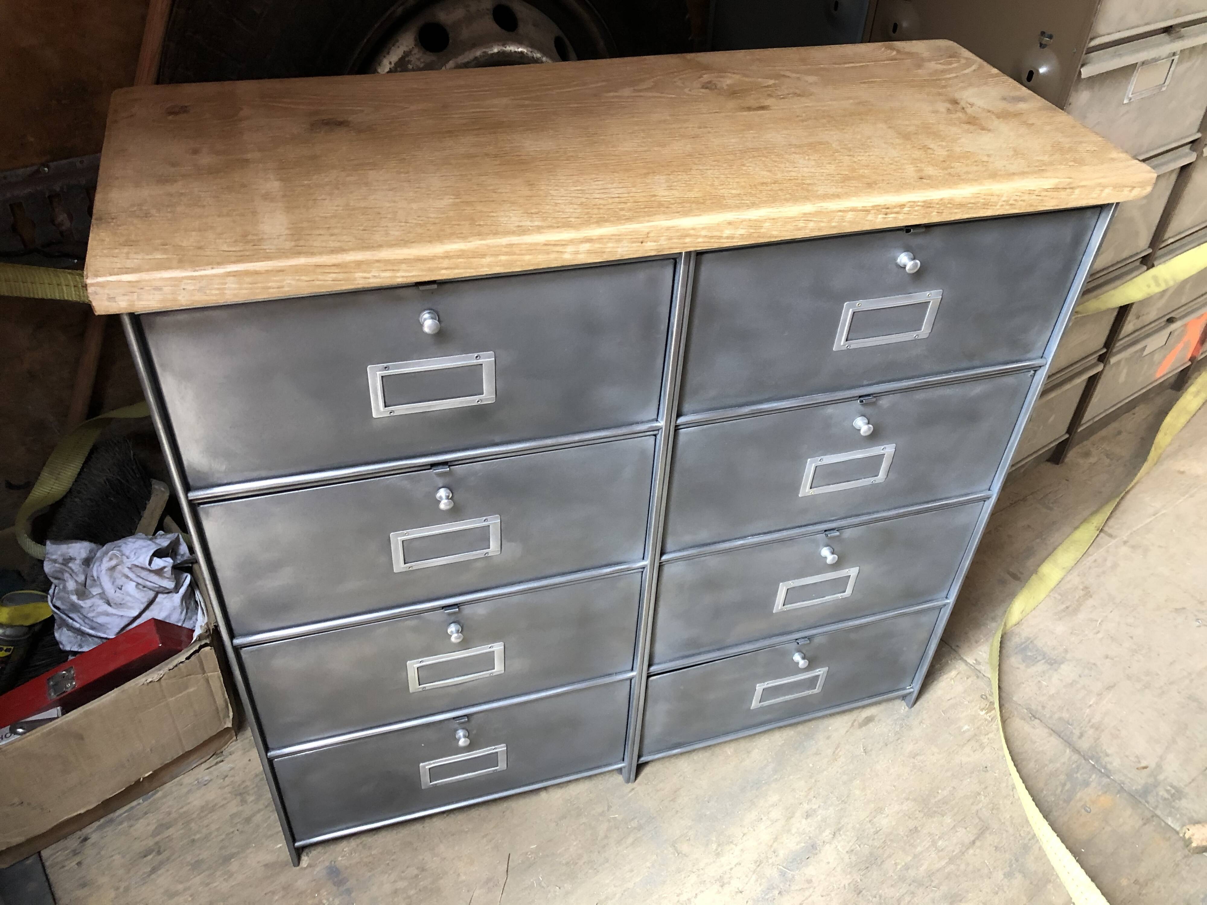 Ronéo industrial wood and metal 8-door cabinet