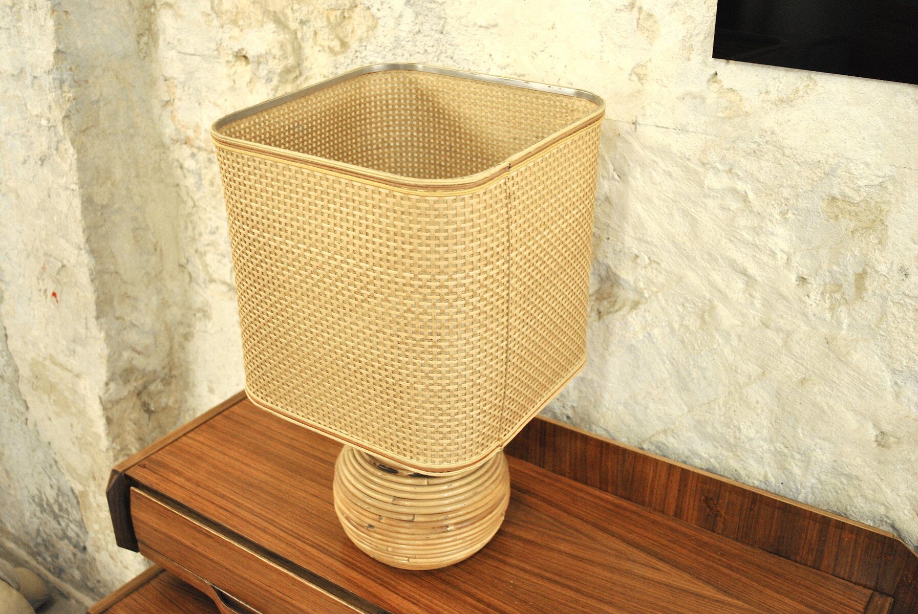 Wicker table lamp, Italy, 1960s