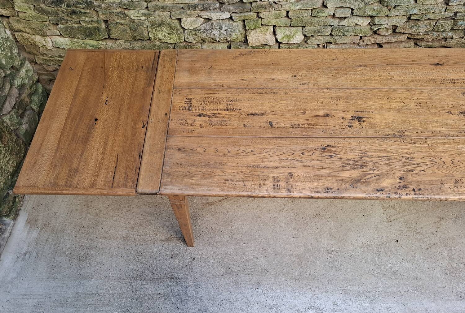 Table de ferme chêne 320 cm avec allonges 