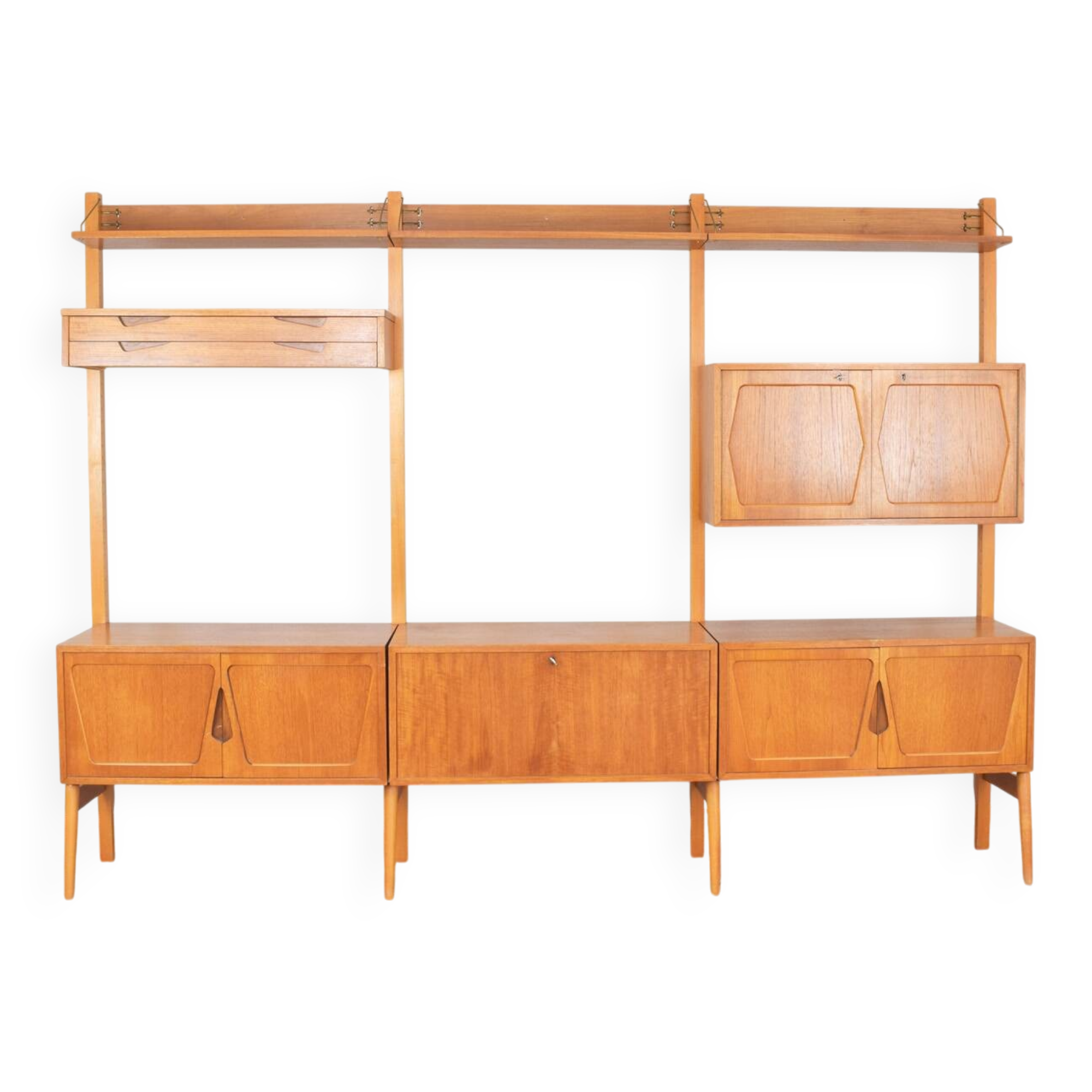 Teak Wall Unit by Kjell Riise for Rival Brodrene Jatogs, 1960s, Set of 3