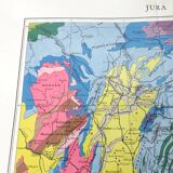 Vintage map of Jura France Switzerland 43x43cm from 1950