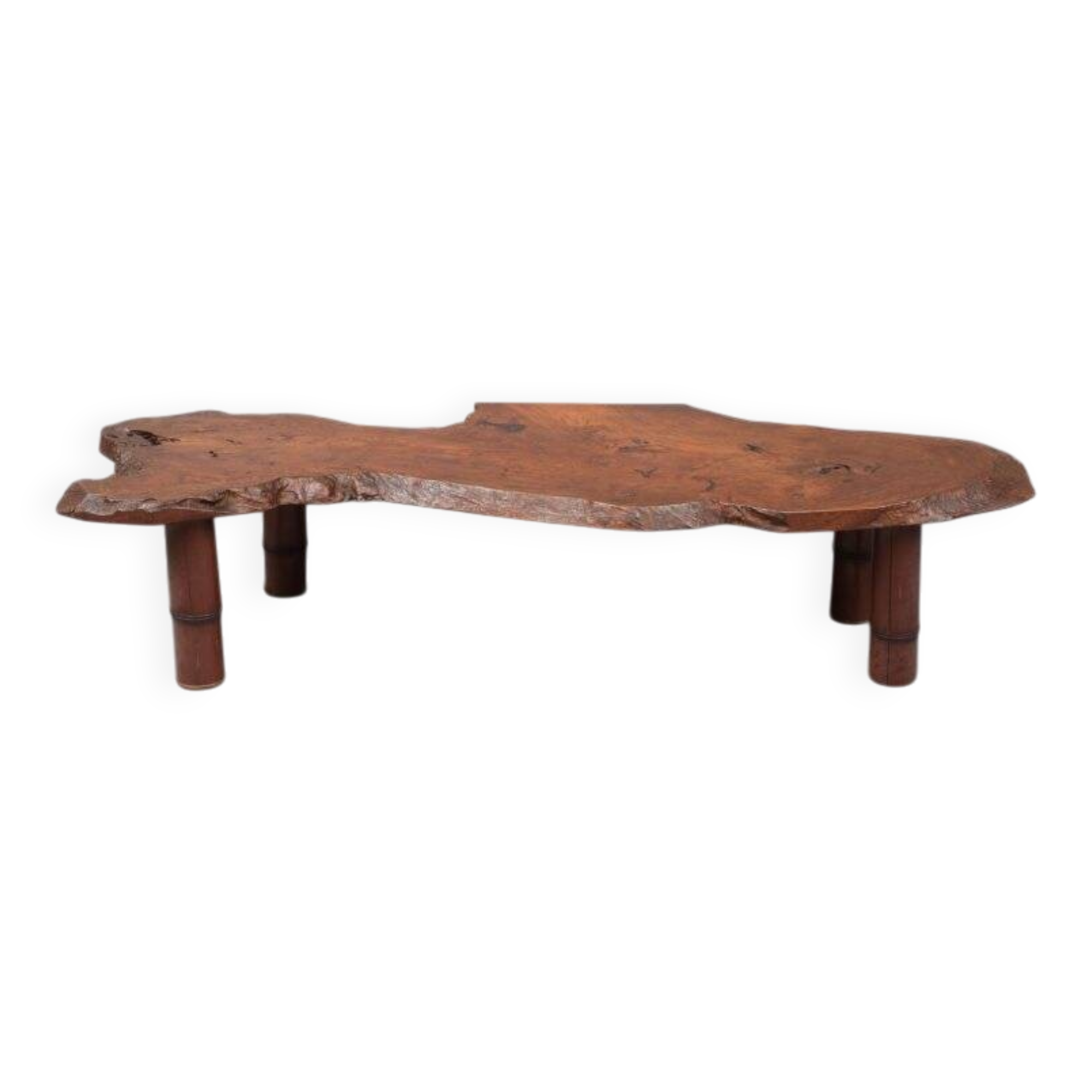 Japanese Showa Period Bamboo and Elm wood Coffee Table, 1960s