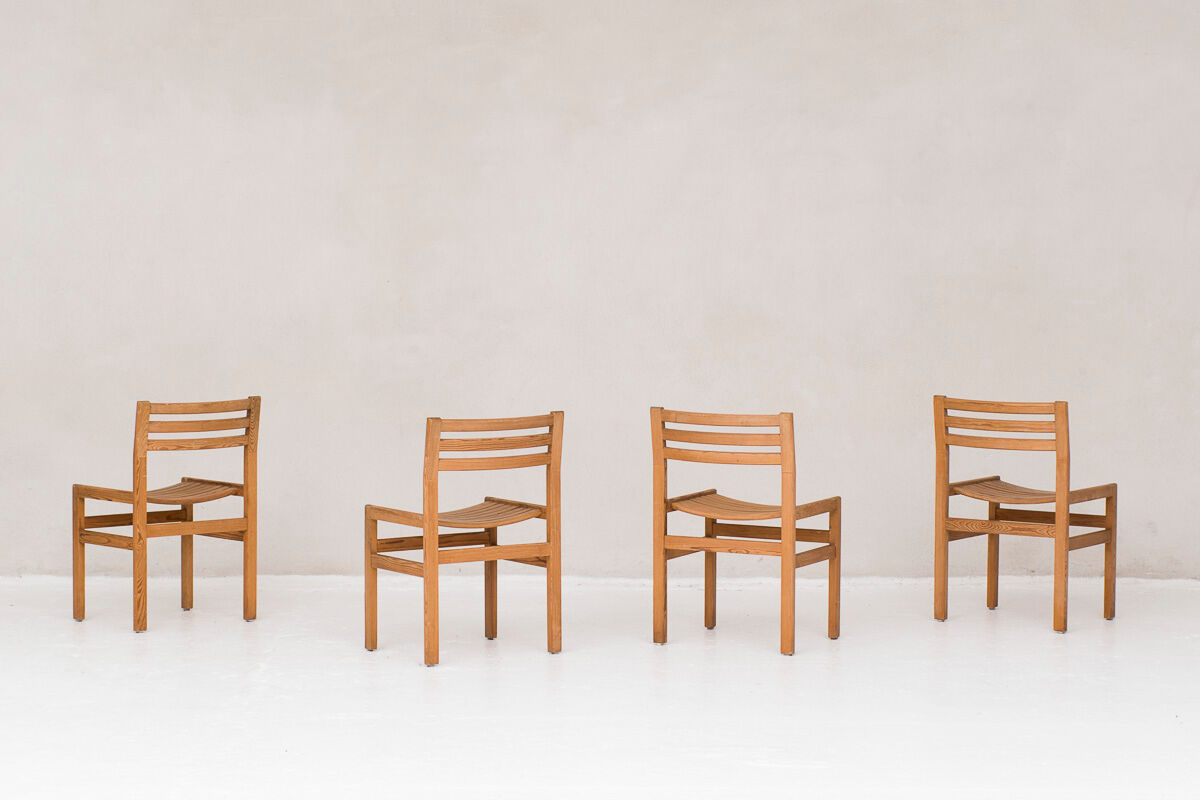 4 pine dining chairs