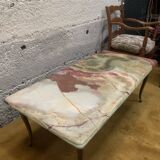 Table basse années 60 marbre/laiton