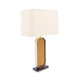 Gold plated desk lamp and brass print
