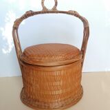 Basket with rattan and bamboo lid