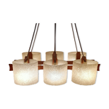 Scandinavian chandelier in teak and perspex 1950/1960