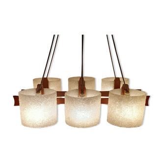 Lustre Scandinave en teck et perspex 1950/1960