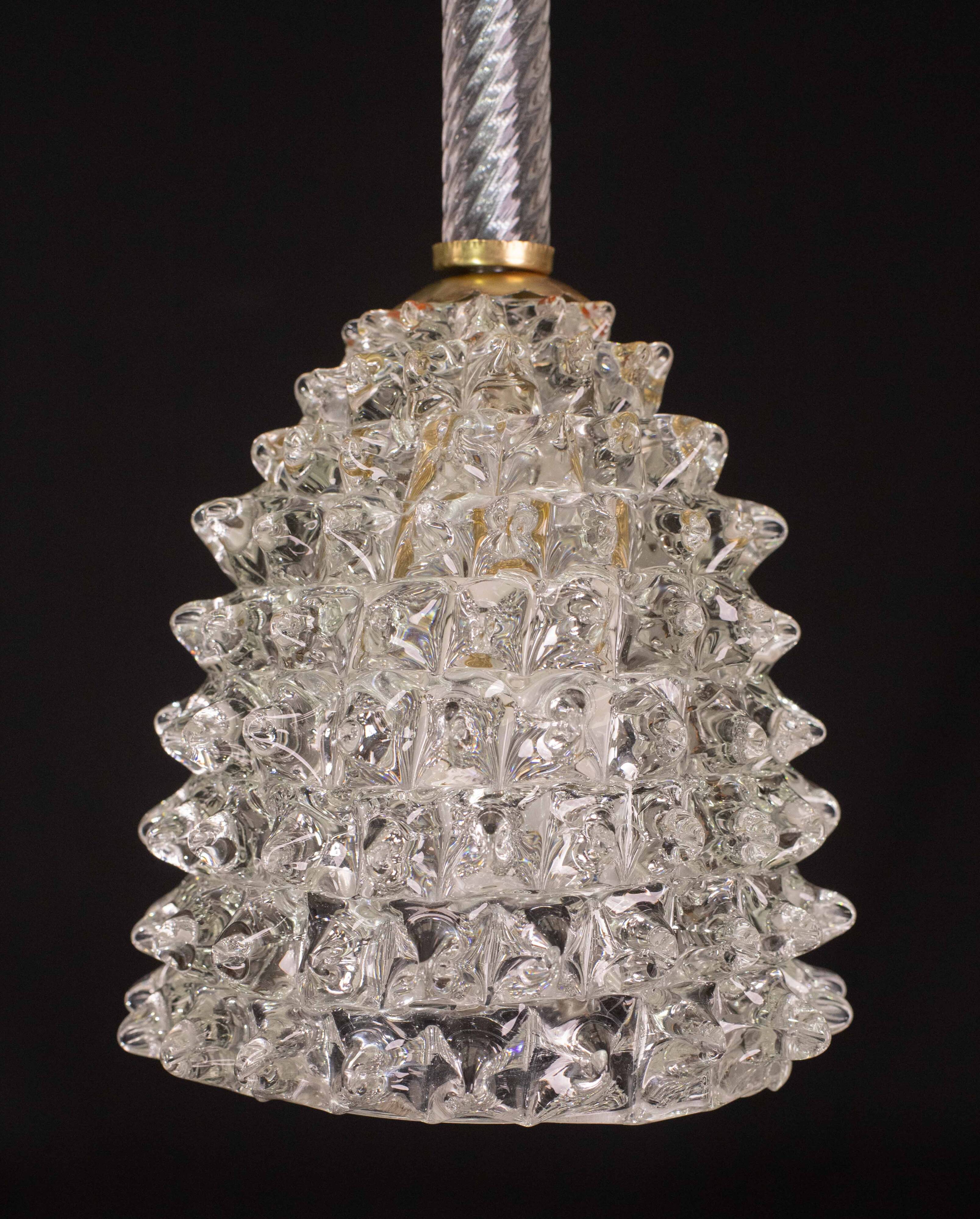 Extraordinary Clear Rostrato Murano Glass Penadant by Barovier & Toso, 1940