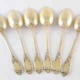 Set of 6 mocha spoons in solid silver vermeil, 19th century