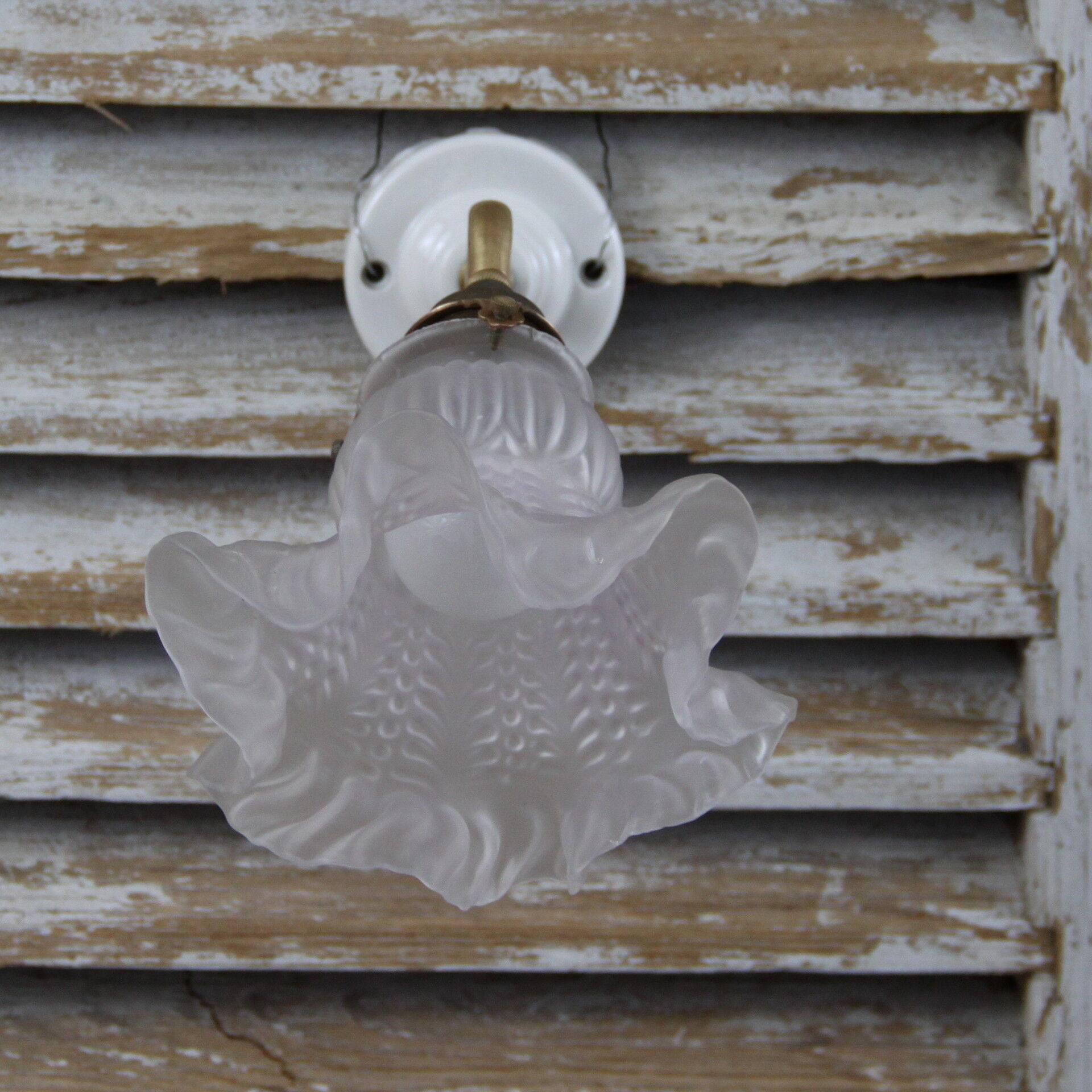 Apply wall light ancient brass porcelain Tulip glass Swan neck