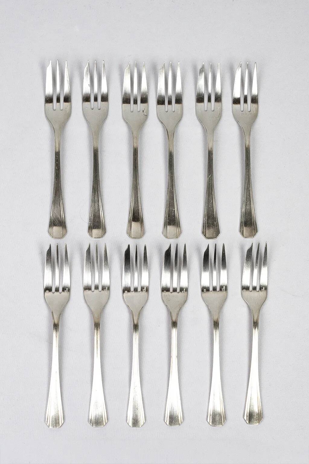 Christofle – 12 cake forks, Boréal model with original box