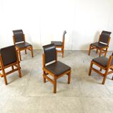 Solid oak dining chairs by Meubelatelier Vanda, 1970s