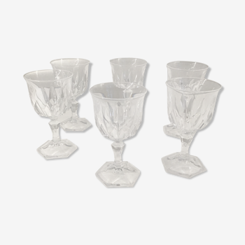 Lot de 6 verres à digestif en cristal taillé à pieds octogonales début XX siècle