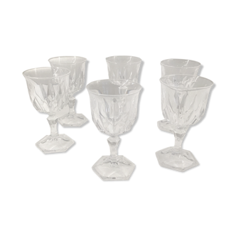 Lot de 6 verres à digestif en cristal taillé à pieds octogonales début XX siècle