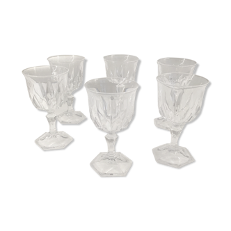 Lot of 6 crystal digestive glasses cut to octagonal feet early 20th century