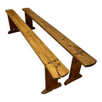 Pair of solid oak benches