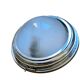 Thick glass ceiling light fixture with a chrome metal support, Holophane type.