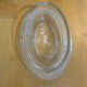 Antique Butter Dish Moulded Glass Pearl Row Made In France Vintage #E26