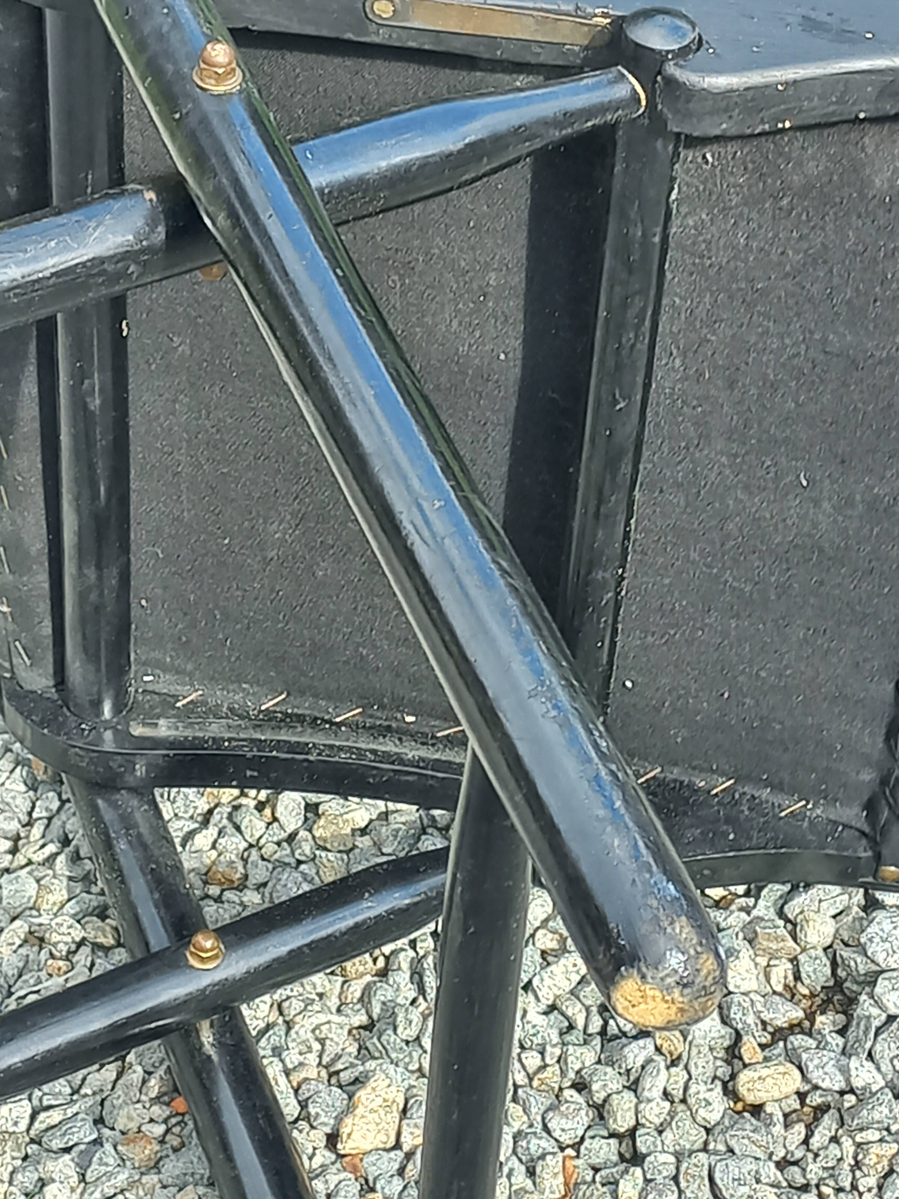 Set of 6 folding chairs, 70s design, 3 leather, 3 moleskin